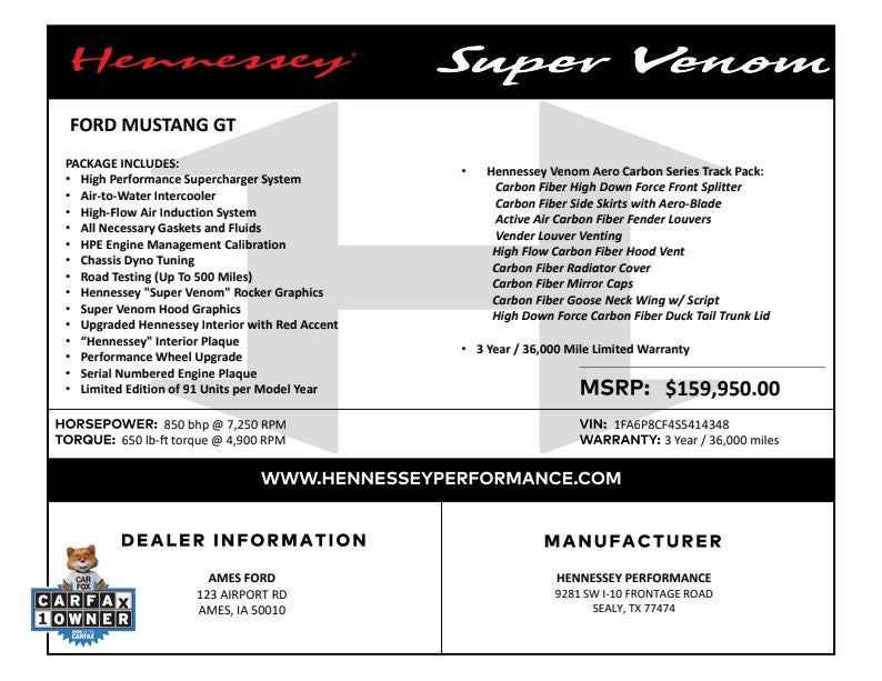 2025 Ford Mustang Hennessey SuperVenom