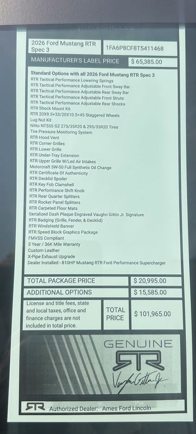 2026 Ford Mustang RTR Spec 3