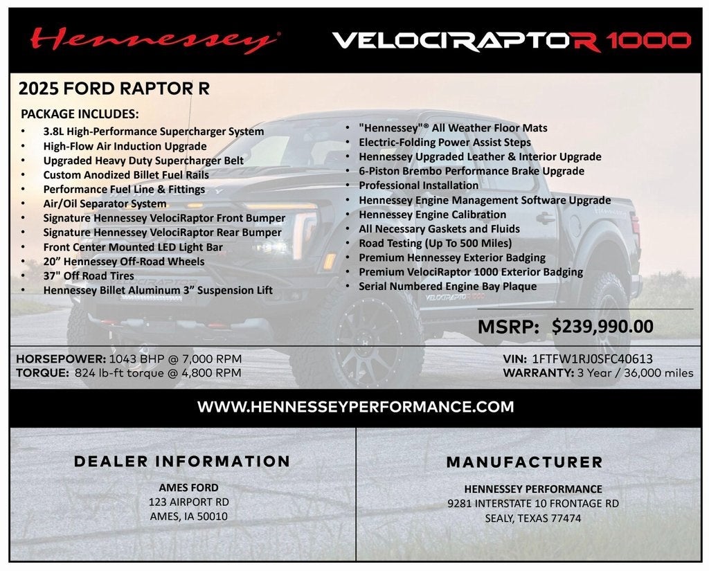 2025 Ford F-150 Hennessey VelociRaptoR 1000R