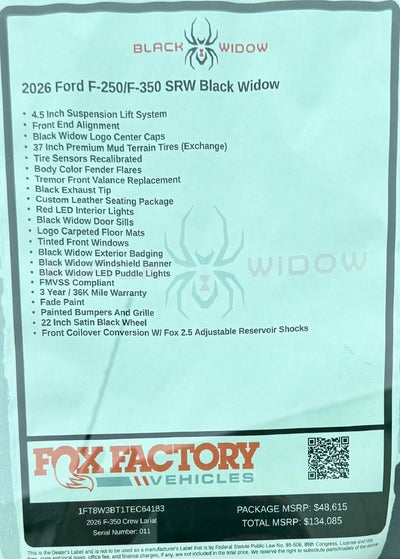 2026 Ford F-350SD Black Widow